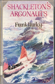 Book cover with artwork showing a boat in the seat at Antarctica