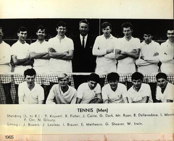 Photograph - Black and White, Ballarat Teachers' College: Men's Tennis Team, 1965, 1965