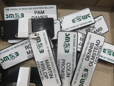 Object, Ballarat School of Mines Council Name Badges