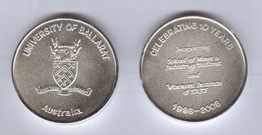 Numismatics, University of Ballarat 10 Year Anniversary Medallion, 2008