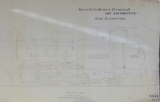 Mount Lyell Railway (Tasmania) ABT Locomotive Side Elevation