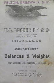 Booklet, H.L. Becker Catalogue, 1909, 1909