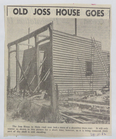 Newsclipping, Ballarat Joss House, 1961