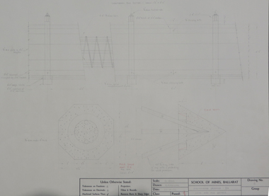 Student's Technical Drawing, Engineering drawing 'Shoe and pile details', 1972