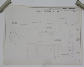 Plan - Student's Technical Drawing, Engineering drawing 'Builder's Hand Truck', 1976