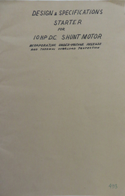 Engineering drawings, Final Year Engineering Student Design Pject 'Shunt Motor', 1961