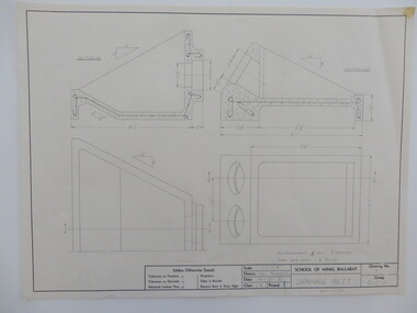 Engineering drawings, Student's technical drawings,  'R.C.Tanks', 'Drainage inlet', 'Dethridge wheel', 1970