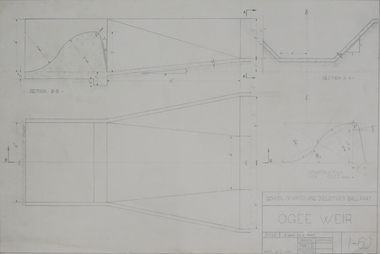 Drawing - Engineering drawings, Technical drawing - Ogee weir, 1960