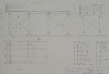 Drawing - Engineering drawings, Technical drawing - coal stage for locomotives, 1964