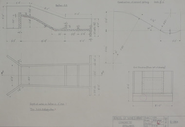 Student's Technical Drawing, Technical drawing - concrete spillway, 1962
