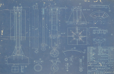 Blueprint Technical Drawing, Hydraulic Accumulator, 1941