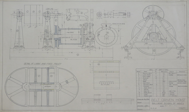 Drawing - Technical Drawing, Belt Driven Hoist, 1929