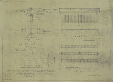 Blueprint Technical Drawing, Maryborough State School Bicycle Shed Blueprint Plan, 1944