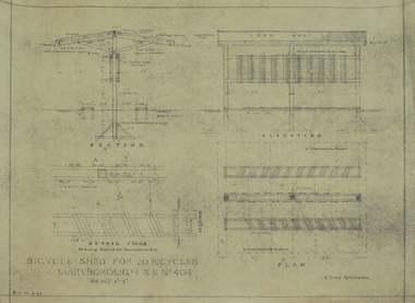 Blueprint Technical Drawing, Maryborough State School Bicycle Shed Blueprint Plan, 1944