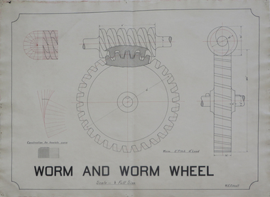 Technical drawing, Technical drawing, Worm and Worm Wheel, undated