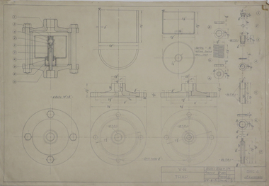 Drawing - Student's Technical Drawing, Technical drawing - Trap, 1951