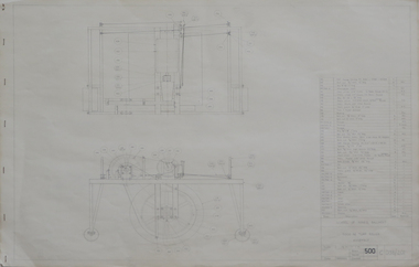 Plan - Student's Technical Drawings, Technical drawings for a Turf Roller, 1966