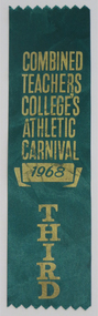 Award, Third place ribbon from the Combined Teachers College's Athletic Carnival 1968, 1968