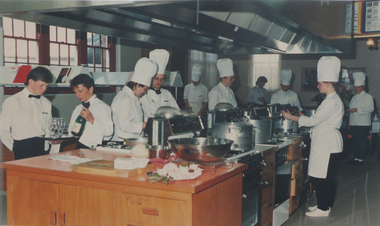 Students in a kitchen