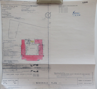 Plan, Plan (dyeline): Ballarat Girls' School Sewerage Plan, 1950