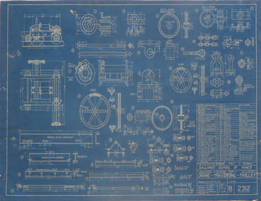 Blueprint Plan, Crane Transversing Trolley, 1934-5