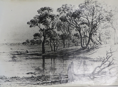 Photograph, Large format print reproduction of Von Guerard drawing, not dated