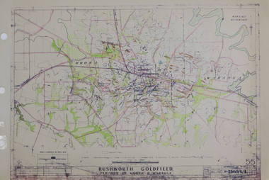 Plan, Rushworth Goldfield: Parishes of Moora and Waranga, pre 1954