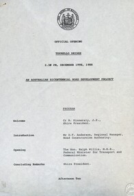 Document - Documents, Tourello: Opening of Tourello Bridge; Tourello Hunt Club, 1909; Tourello Tennis Club; Government Land Auction, 1855