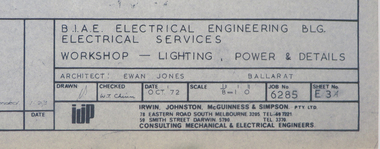 Plan, Ballarat School of Mines M.B. John Workshop Building, c1979