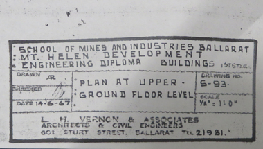 Plan, Mt Helen Engineering Diploma Buildings, 1967, 14/06/1967