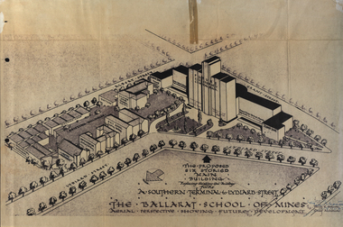 Plan, Ballarat School of Mines Future Development: A Southern Terminal to Lydiard Street, 1947, 09/12/1947