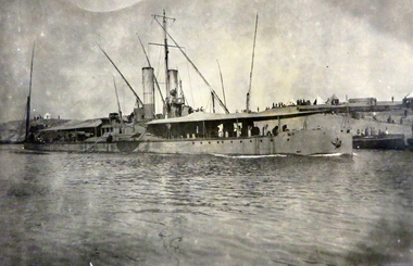 Photograph, A British monitor passing through the canal, c1915, c1915