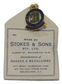 Object, Stokes & Sons Pty Ltd, School of Mines Ballarat Brass and Enamel Badge, mid 1900s