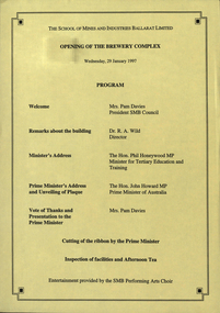 Programme - Document, Brewery Complex Opening Program, 1997