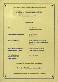 Programme - Document, Brewery Complex Opening Program, 1997, 1997
