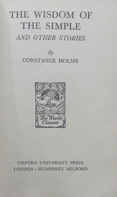 Book, Oxford University Press, The Wisdom of the Simple and other stories, 1939