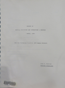 Booklet, Report of Natural Resources and Operations 1 Seminar April, 1983, 1983