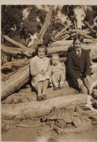 Photograph - Black and White, Mary Elizabeth Holmes and two children