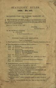 Booklet, Regulations Under the Wireless Telegraphy Act, 1924, 1924