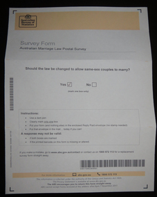Document, Australian Marriage Law Survey, 2017, 12/09/2017