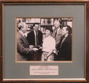 Photograph - Photograph - Colour, Sally Lee and Karen Flindlay receive the Edgar Bartrop Scholarship, 1992