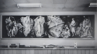Photograph - Black and White, Ballarat Bank Mural by Arch Cuthbertson, c1960