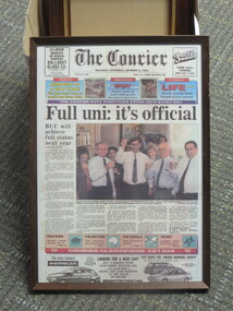 Newspaper - Newsclipping, Framed Front Page of the Ballarat Courier, 09 October 1993, 09/10/1993