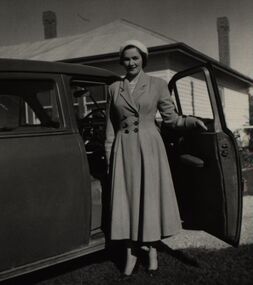 Photograph - Black and White, Chatham-Holmes Collection: Elizabeth Chatham (nee Holmes) at "Launchley" Ascot, Victoria, 1957