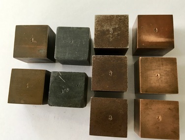 Scientific Instrument, Specific Gravity: Metal Cube Set, c1970s