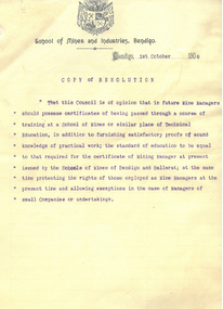Letter, Ballarat School of Mines, 1908, 1908