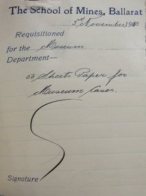 Book, Ballarat School of Mines Requisitions Stubb Book, 1902, 1902
