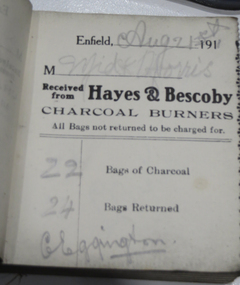Book, Hayes & Bescoby Purchase Stubb Book, 1909, 1911