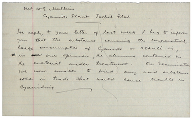 Correspondence, Letter from W.E. Mullins of Talbot Flat, 1911, 1911