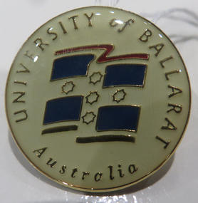 enamelled lapel pin with the University of Ballarat logo